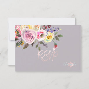PixDezines RSVP akvarell rosor Bat Mitzvah ✡ OSA Kort