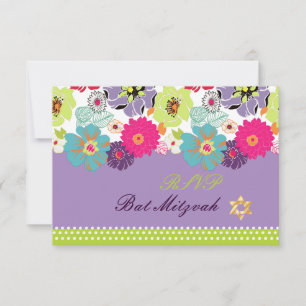 PixDezines rsvp/Alegre retro blommig, Bat Mitzvah OSA Kort