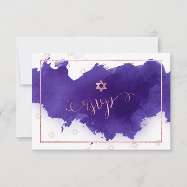 PixDezines RSVP Bat Mitzvah, lila akvarell✡ OSA Kort (Framsida)