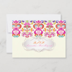 PixDezines rsvp färg Isabella damask/bat mitzvah OSA Kort