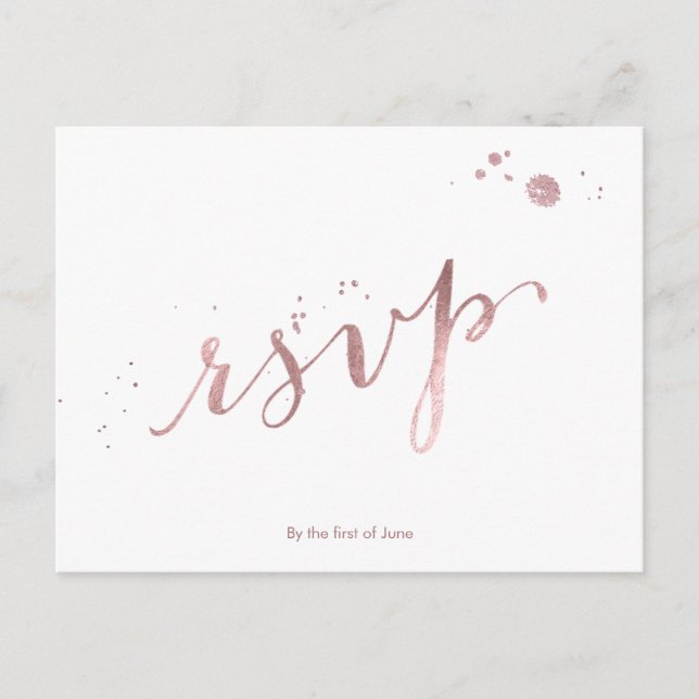 PixDezines RSVP/FAUX ROSÉGULD FOLIE/SCRIPT TECKEN Inbjudan Vykort (Framsida)