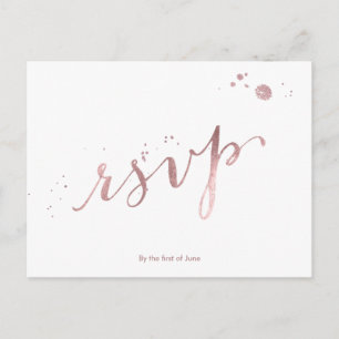 PixDezines RSVP/FAUX ROSÉGULD FOLIE/SCRIPTTECKEN Inbjudan Vykort