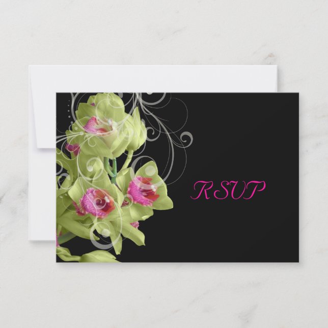 PixDezines rsvp Grön Orkidé/DIY-bakgrund OSA Kort (Framsida)