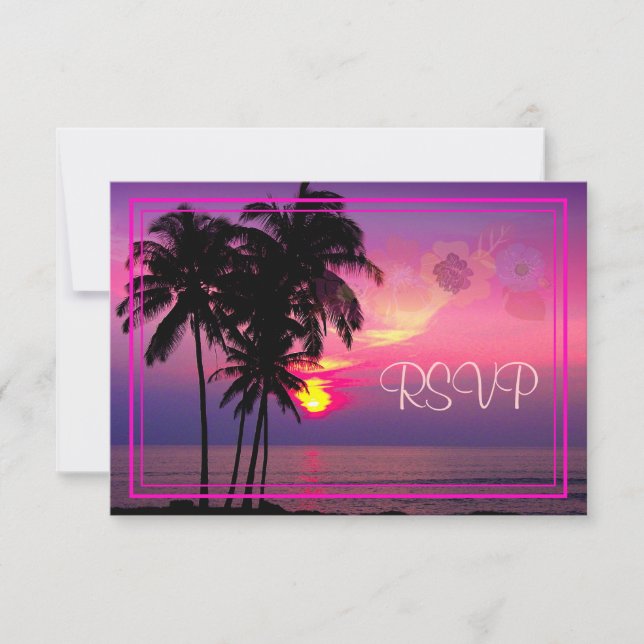 PixDezines rsvp Hawaiian solnedgång Strand Scen OSA Kort (Framsida)