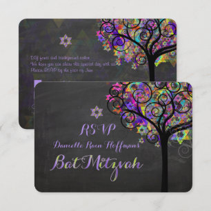 PixDezines rsvp livets träd Bat Mitzvah Inbjudningar
