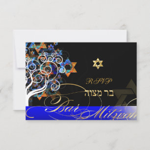 PixDezines Rsvp Livsträd Mitzvah/Champagne OSA Kort