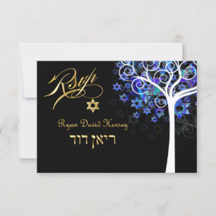 PixDezines RSVP Livsträd Mitzvah/Lila+Aqua OSA Kort
