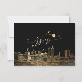 PixDezines RSVP NYC Siluett/Falskt Guld OSA Kort
