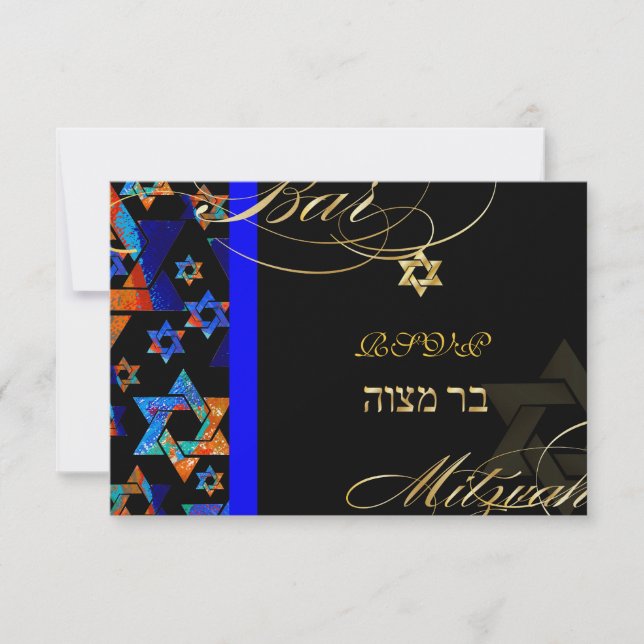PixDezines rsvp Psykedeliska Stjärnor, Bar Mitzvah Inbjudningar (Framsida)