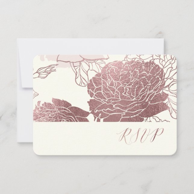 PixDezines RSVP Rosor/Falskt Roséguld OSA Kort (Framsida)