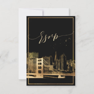 PixDezines RSVP San Francisco Skyline/Falskt Guld OSA Kort