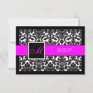 PixDezines rsvp Svart Flora Damask/DIY-färger OSA Kort