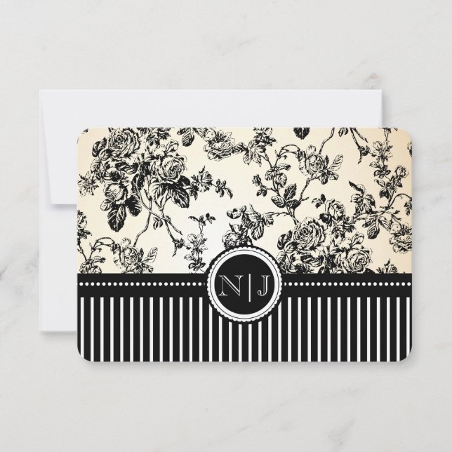 PixDezines rsvp toalettpapper/rosor/svart OSA Kort (Framsida)