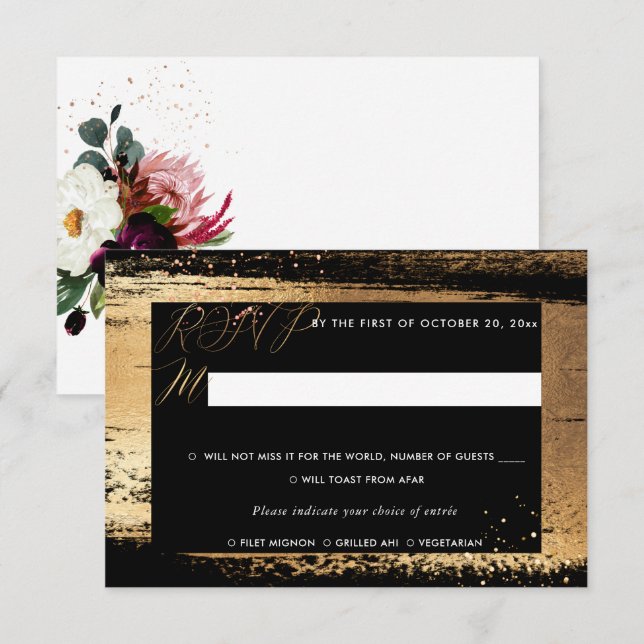PixDezines Rustic Bloom Watercolor OSA w Meal Inbjudningar (Fram/baksida)