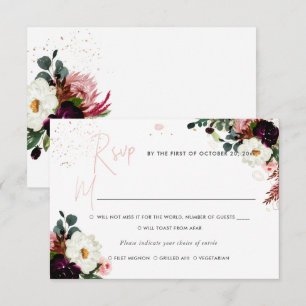 PixDezines Rustic Bloom Watercolor RSVP med måltid Inbjudningar