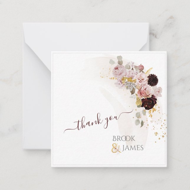 PixDezines Rustic Boho Autumn Flowers Note Card Anteckningskort (Framsida)