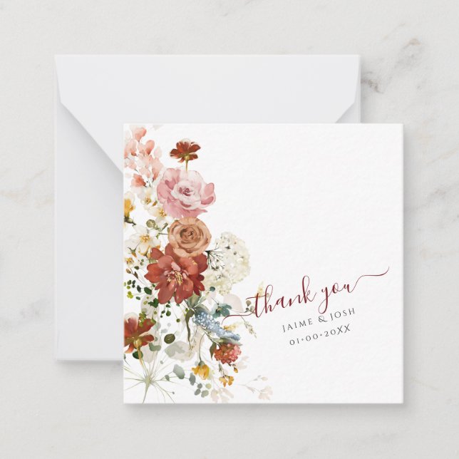 PixDezines Rustic Boho Fall Garden Flowers Anteckningskort (Framsida)