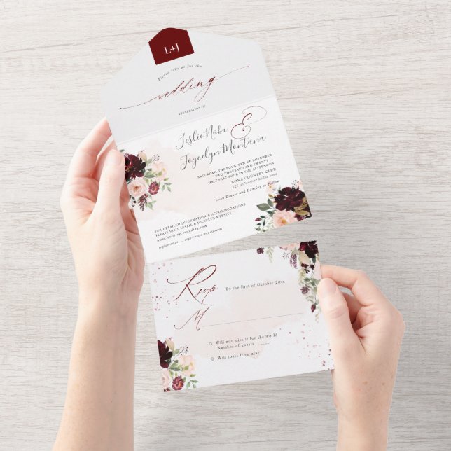 PixDezines Rustic  Burgundy WatercolorFlowers (Avrivbar del)