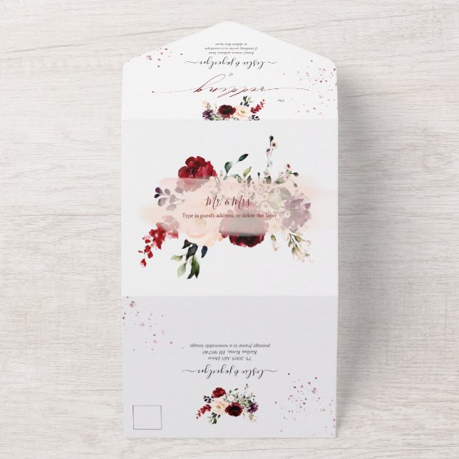 PixDezines Rustic  Burgundy WatercolorFlowers (Utsida)
