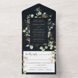 PixDezines Rustic Eucalyptus Navy i Guld