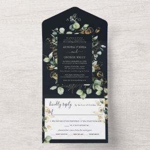 PixDezines Rustic Eucalyptus Navy i Guld