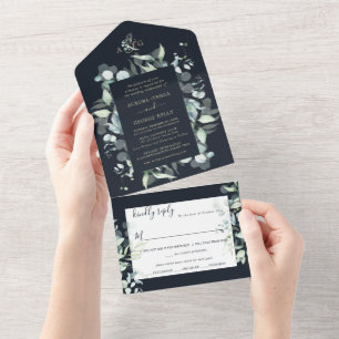 PixDezines Rustic Eucalyptus Navy i Guld
