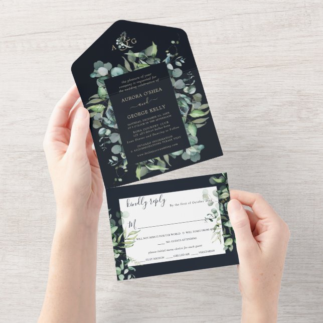 PixDezines Rustic Eucalyptus Navy n Guld all in (Avrivbar del)
