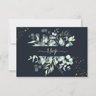 PixDezines Rustic Eucalyptus Navy på Guld OSA Inbjudningar