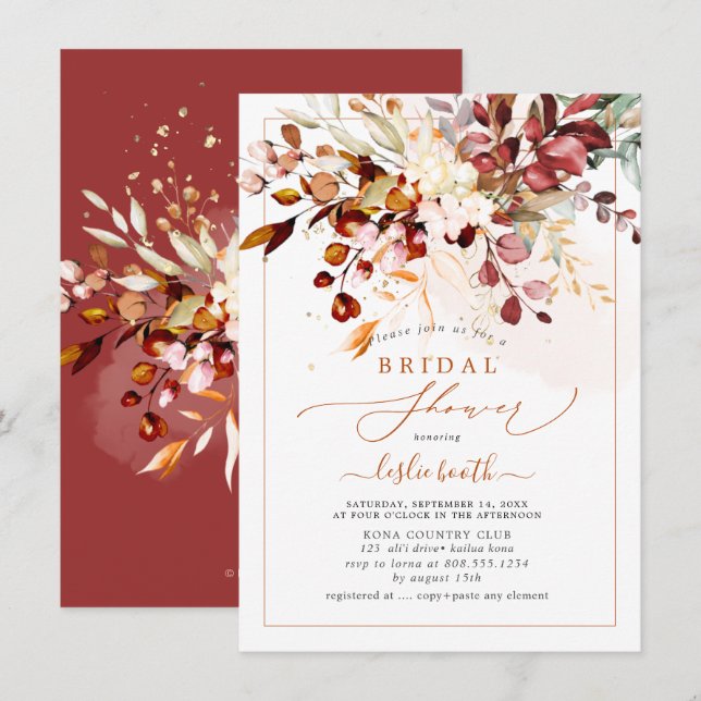 PixDezines Rustic Fall Gum Eucalyptus Möhippa Shwr Inbjudningar (Fram/baksida)