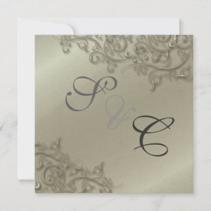 PixDezines rustic swirls/faux silver Inbjudningar