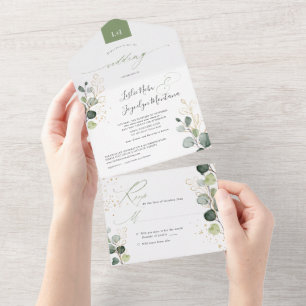 PixDezines Rustic Watercolor Grönt Guld Eucalyptus