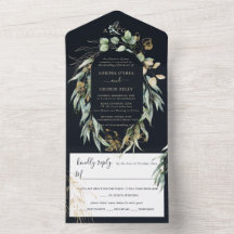 PixDezines Rustic Willow Eucalyptus Navy i Guld