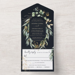 PixDezines Rustic Willow Eucalyptus Navy i Guld