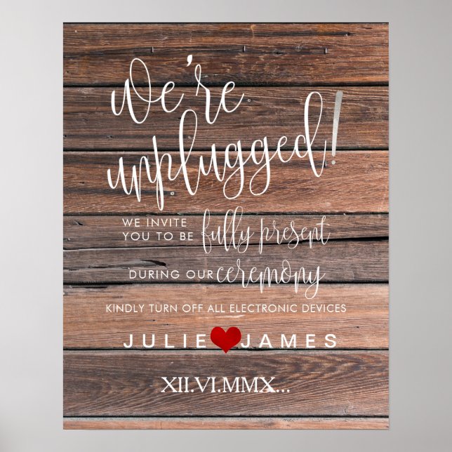 PixDezines Rustic Wood Panels #UNPLUGGED CEREMONY Poster (Framsidan)