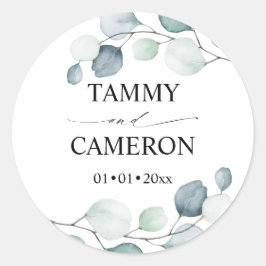 PixDezines Rustik Greenery Eukalyptus Vattenfärg C Runt Klistermärke