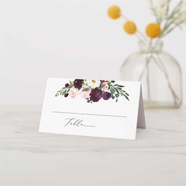 PixDezines Rustika Växande Akvarell Blommor Placeringskort (Framsida)