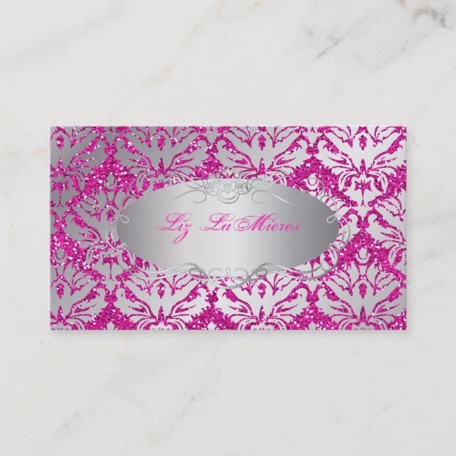 PixDezines sabine damask/falskt glitter Visitkort (Framsida)