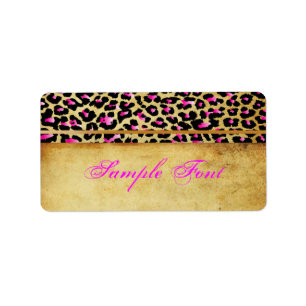 PixDezines Safari, rosa cheetah Adressetikett