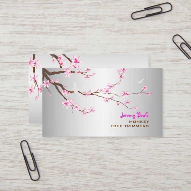 PixDezines sakura/rosa körsbärsträd trimrar ♥♥♥ Visitkort (Fram/Back In Situ)