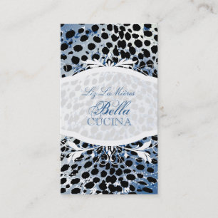 PixDezines Sassy cheetah print/blue+black Visitkort