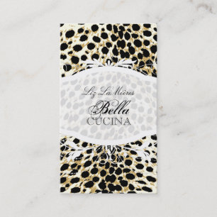 PixDezines Sassy cheetah print/blue+black Visitkort