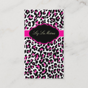 PixDezines Sassy cheetah print/shock rosa+black Visitkort