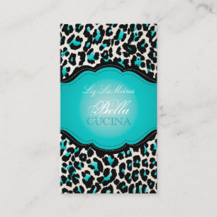 PixDezines Sassy cheetah print/teal/diy background Visitkort