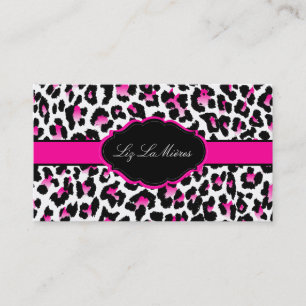PixDezines sassy leopardtryck/het rosa+svart Visitkort