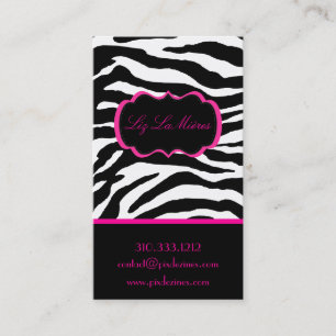 PixDezines Sassy zebra tryck/shock rosa+svart Visitkort
