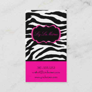 PixDezines sassy zebratryck/hot pink+svart Visitkort