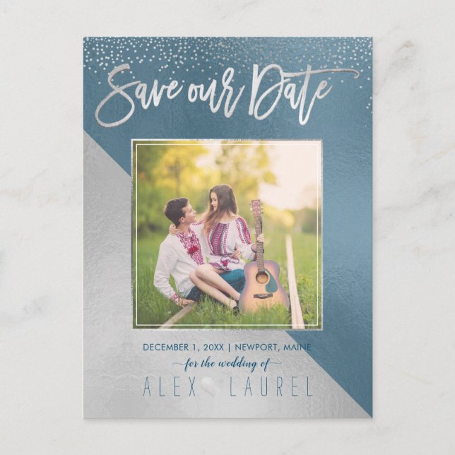 PixDezines Save Date/Modern DIY Färg Meddelande Vykort (Framsida)