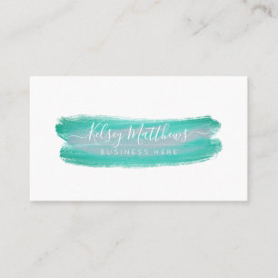 PixDezines Seafoam Grönt Watercolor Penslar Visitkort
