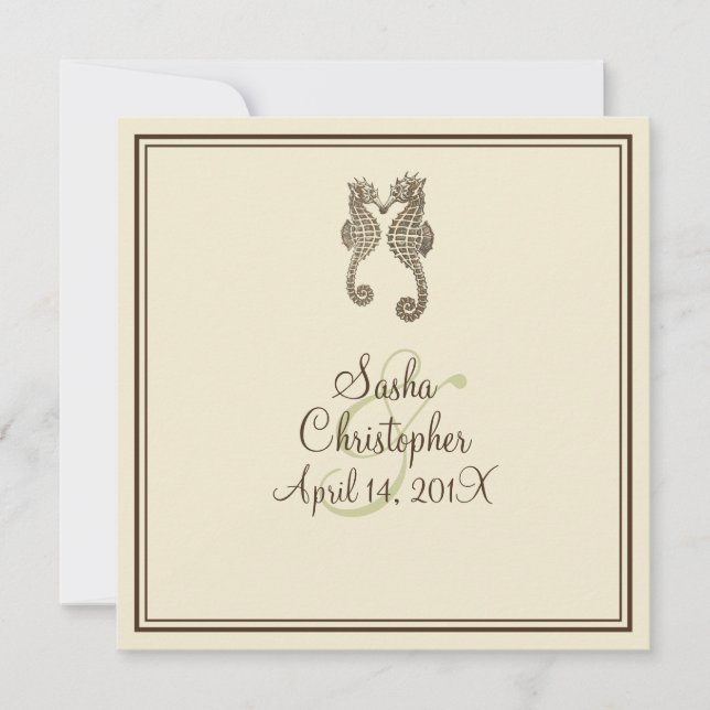 PixDezines seahorse/brun/blå/DIY-bakgrund Inbjudningar (Framsida)