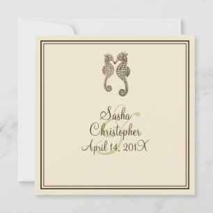 PixDezines seahorse/brun/blå/DIY-bakgrund Inbjudningar